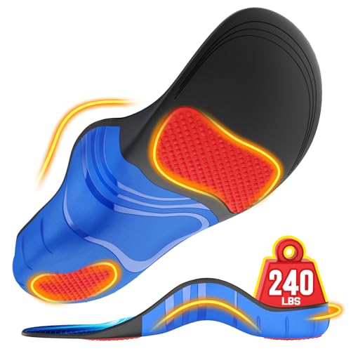 NEUPU 240lbs Heavy Duty High Arch Support Orthotic Insoles for Plantar Fasciitis Pain Relief For Men Women Work Boots Shoes